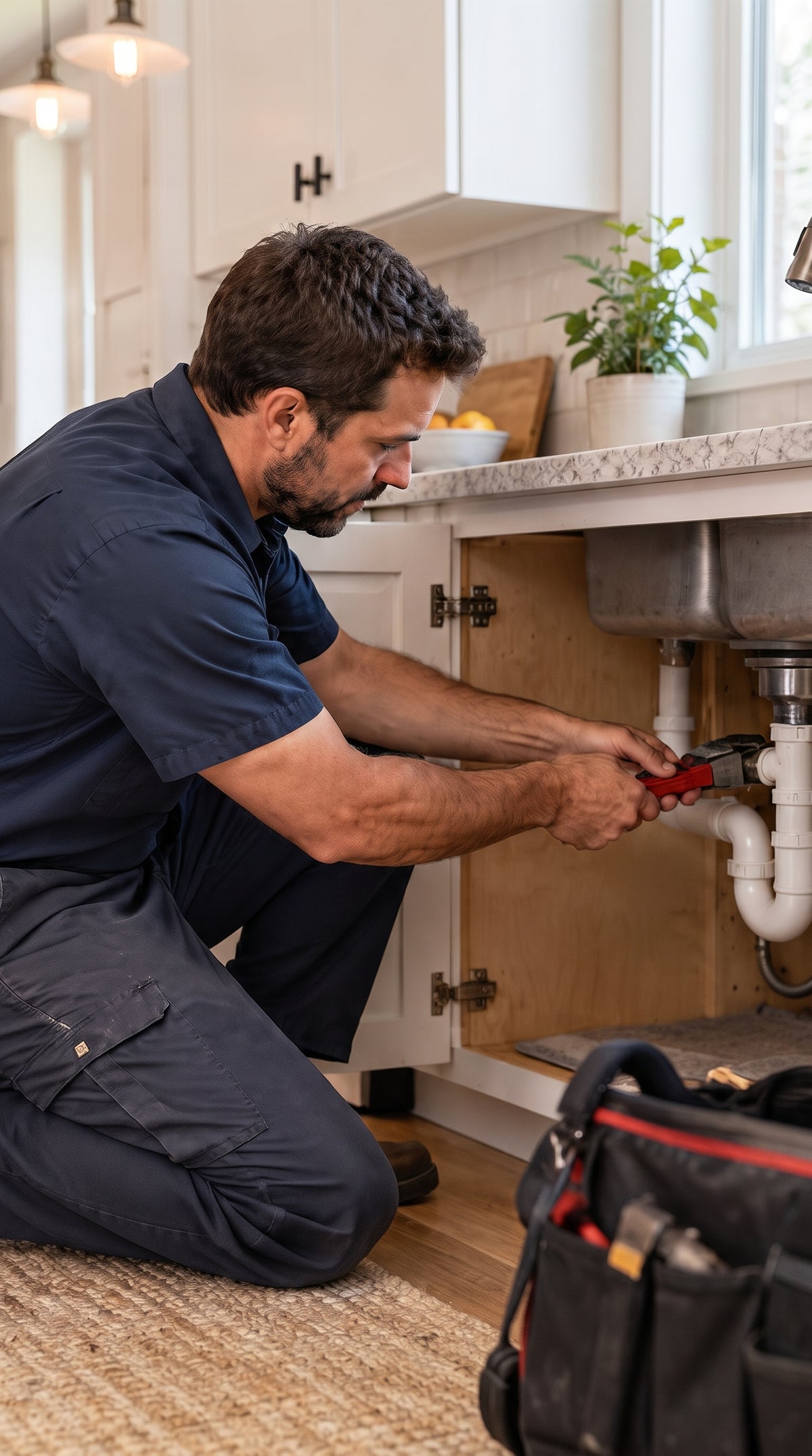 Homeowner paying a contractor's invoice on her phone